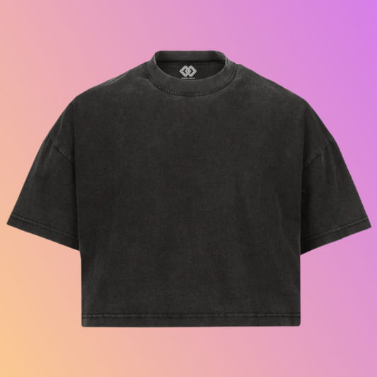 THE CROPPED OVERSIZED SHIRT – VINTAGE BLACK
