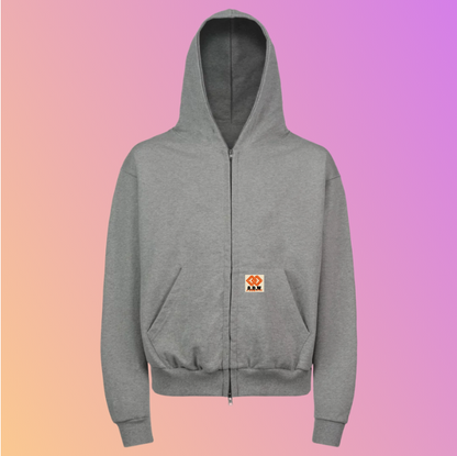 THE OVERSIZED “UHHZ” ULTRA HEAVY HOODED ZIPPED HEATHER GRAY