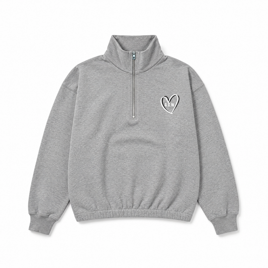 THE HALF ZIP SWEATER – HEATHER GREY