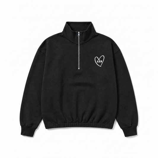 THE HALF ZIP SWEATER – BLACK
