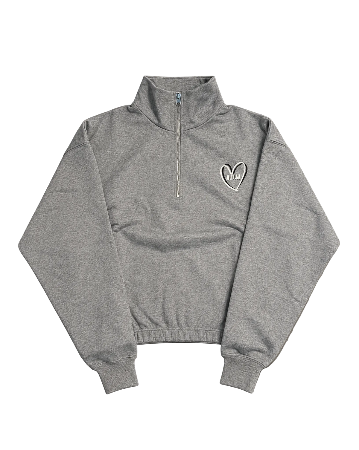 THE HALF ZIP SWEATER – HEATHER GREY
