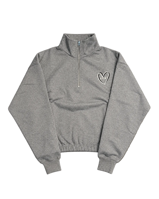 THE HALF ZIP SWEATER – HEATHER GREY
