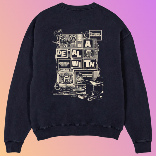 THE OVERSIZED SWEAT „LIVE“ FADED BLACK/CREME