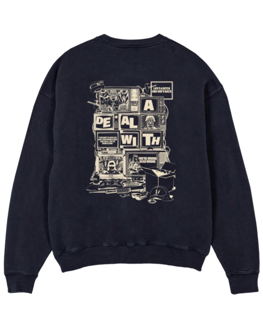 THE OVERSIZED SWEAT „LIVE“ FADED BLACK/CREME